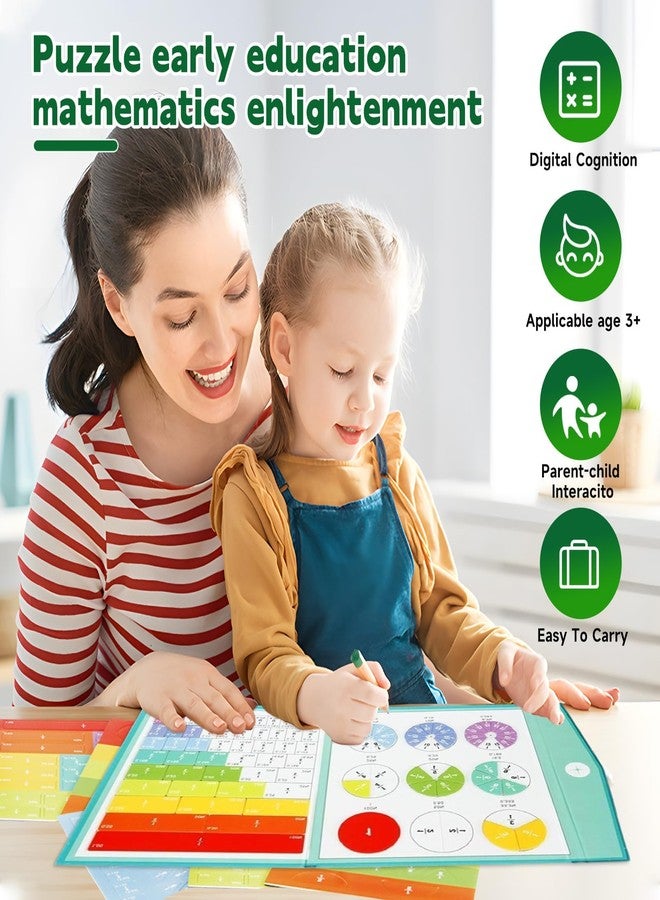 AMAMIA Montessori Magnetic Book Fraction Puzzle,Educational Math Fraction Manipulatives for Child,Magnetic Fraction Tiles for Elementary School,Magnetic Fraction CirclesToy for 4,5th Grade. - Image 3